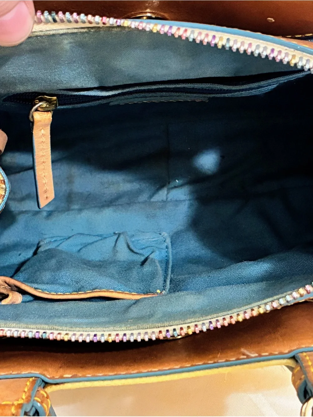 Rare Vintage Dooney and Bourke Rainbow DB Monogram Satchel Purse Heart Charm